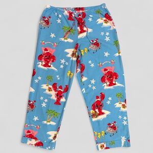 Vintage 90s Nick & Nora Santa Claws Christmas Lobster Flannel PJ Pants Women's L